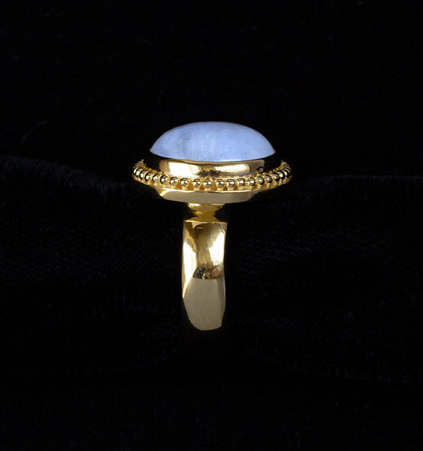 Gold Rainbow Moonstone Ring