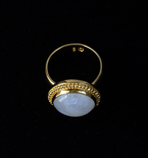 Gold Rainbow Moonstone Ring