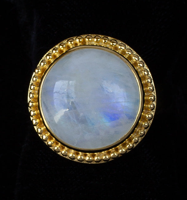 Gold Rainbow Moonstone Ring