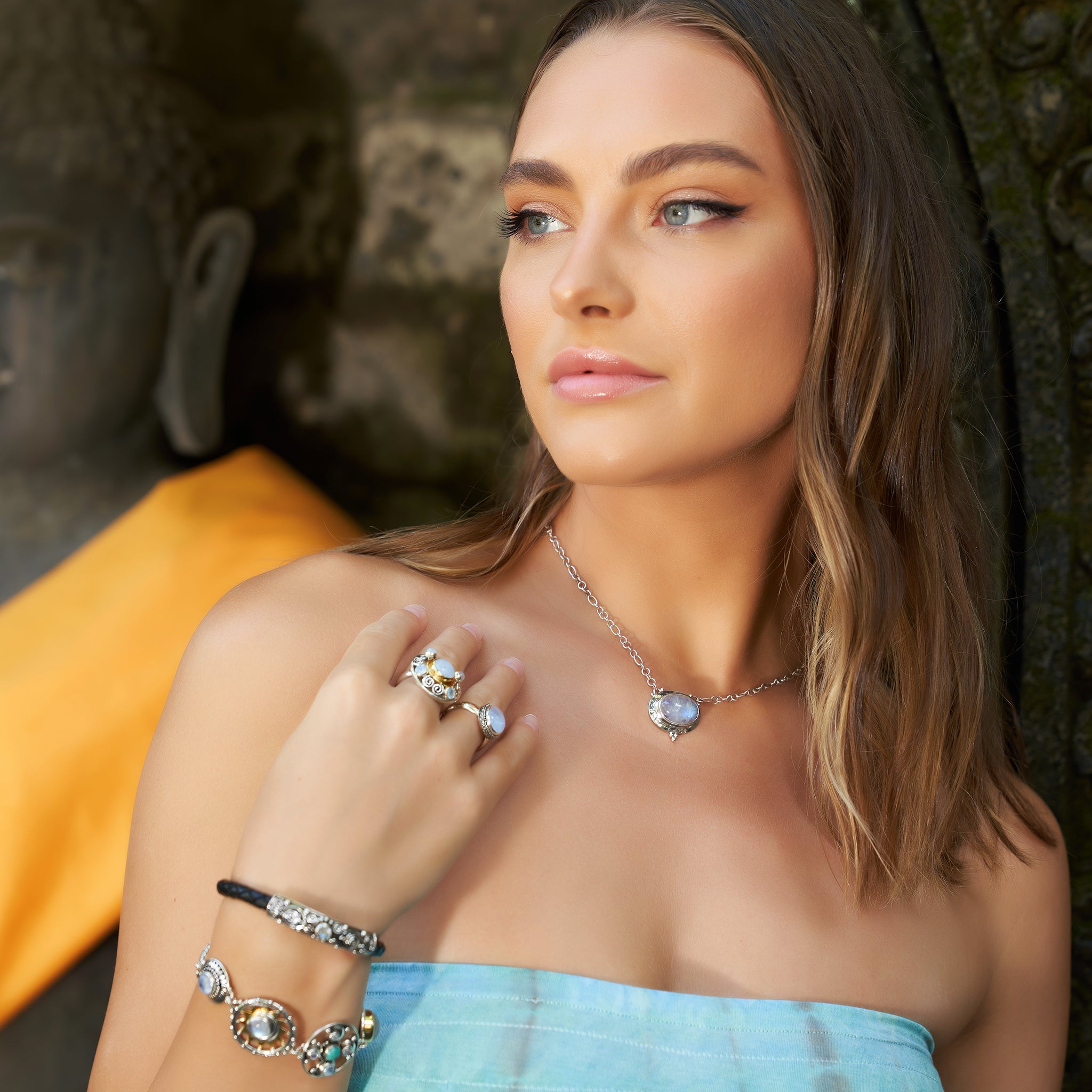Sterling Silver Rainbow Moonstone Jewelru