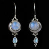Sterling Silver Rainbow Moonstone Moon Earrings