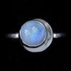 Sterling Silver Rainbow Moonstone Crescent Moon Ring