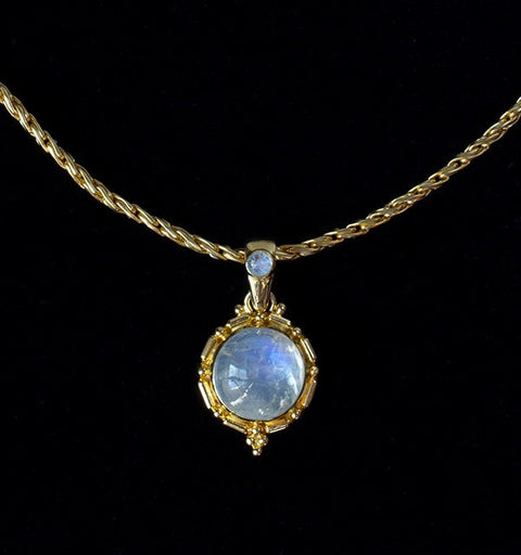 Gold Rainbow Moonstone Necklace