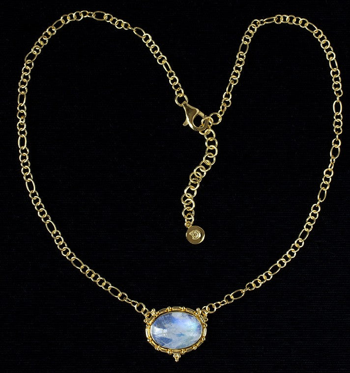 Gold Rainbow Moonstone Necklace