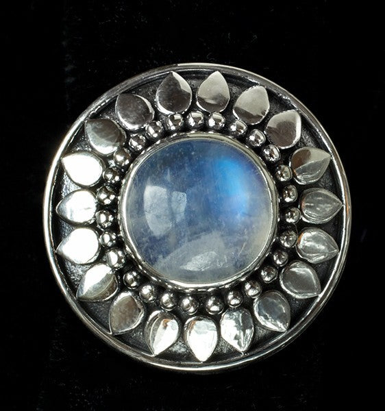 Sterling Silver Rainbow Moonstone Sun Ring