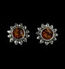 Sterling Silver Amber Sun Studs