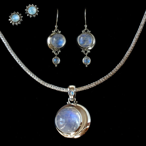 Sterling Silver Rainbow Moonstone Jewelry