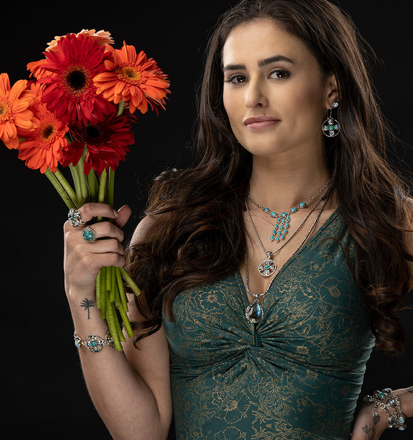 Sterling Silver Turquoise, Labradorite & Rainbow Moonstone Jewelry