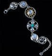 Sterling Silver & Gold Rainbow Moonstone & Turquoise Bracelet