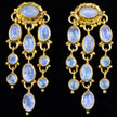 Gold Rainbow Moonstone Dangle Earrings