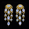 Gold Rainbow Moonstone Dangle Earrings