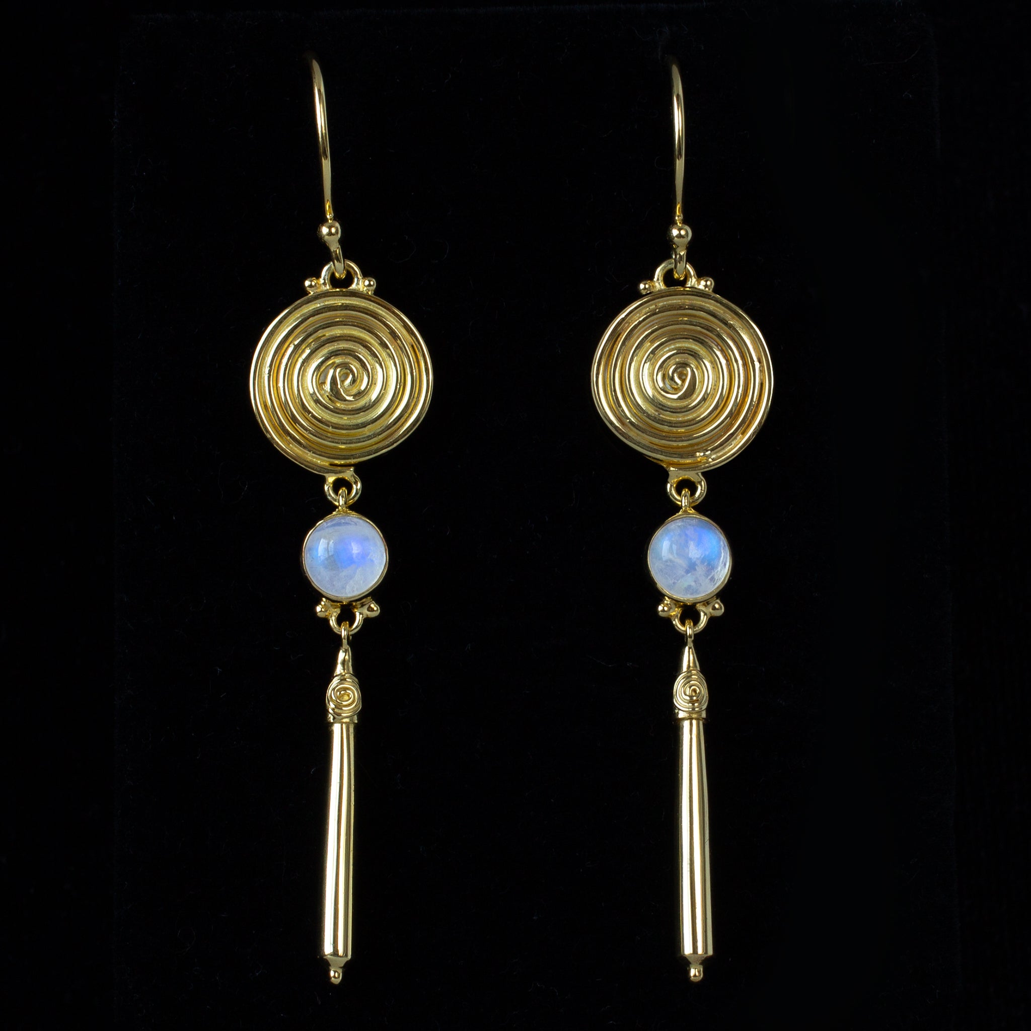 Gold Moonstone Dangle Earrings