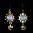 Gold Rainbow Moonstone Sun & Moon Earrings