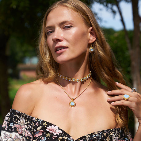 Gold Rainbow Moonstone Jewelry