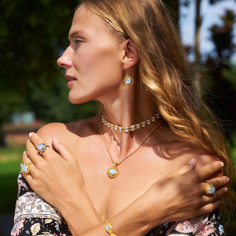 Gold Rainbow Moonstone Jewelry