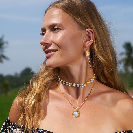 Gold Rainbow Moonstone Jewelry