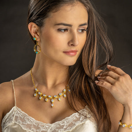 Gold Rainbow Moonstone Jewelry