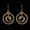 Gold Rainbow Moonstone Moon Earrings