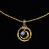 Gold Rainbow Moonstone Crescent Moon Necklace