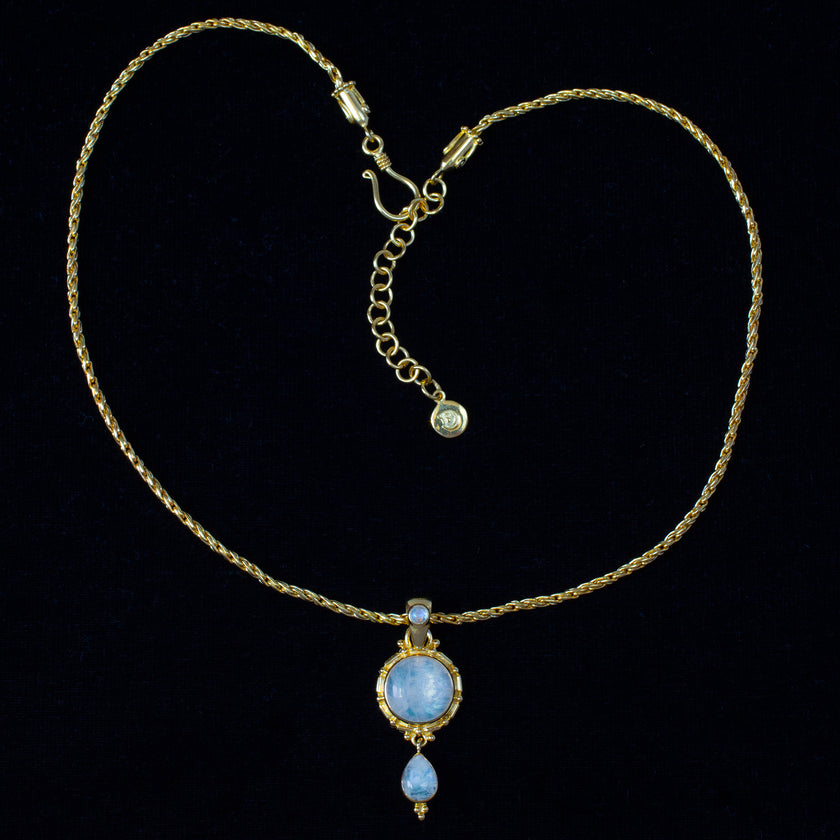 Gold Rainbow Moonstone Necklace