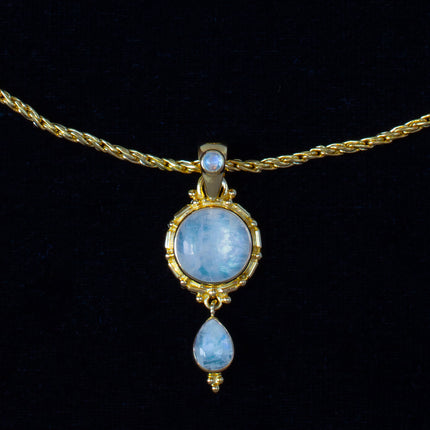 Gold Rainbow Moonstone Necklace