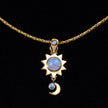 Gold Rainbow Moonstone Sun & Moon Necklace