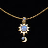 Gold Rainbow Moonstone Sun & Moon Necklace