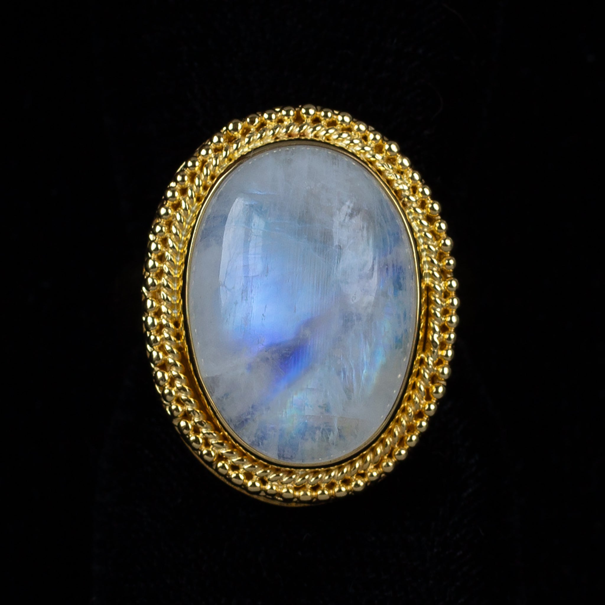 Gold Rainbow Moonstone Ring