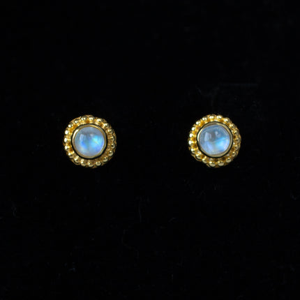 Gold Moonstone Stud Earrings