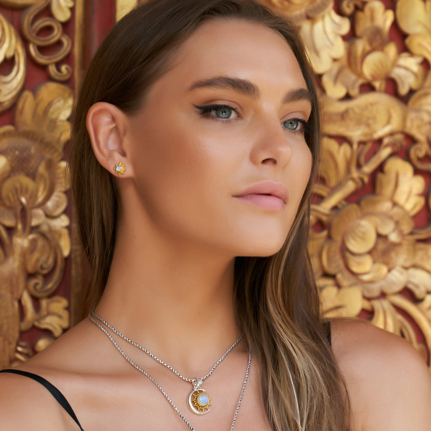 Sterling Silver Rainbow Moonstone Celestial Jewelry