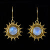 Gold Rainbow Moonstone Sun Earrings