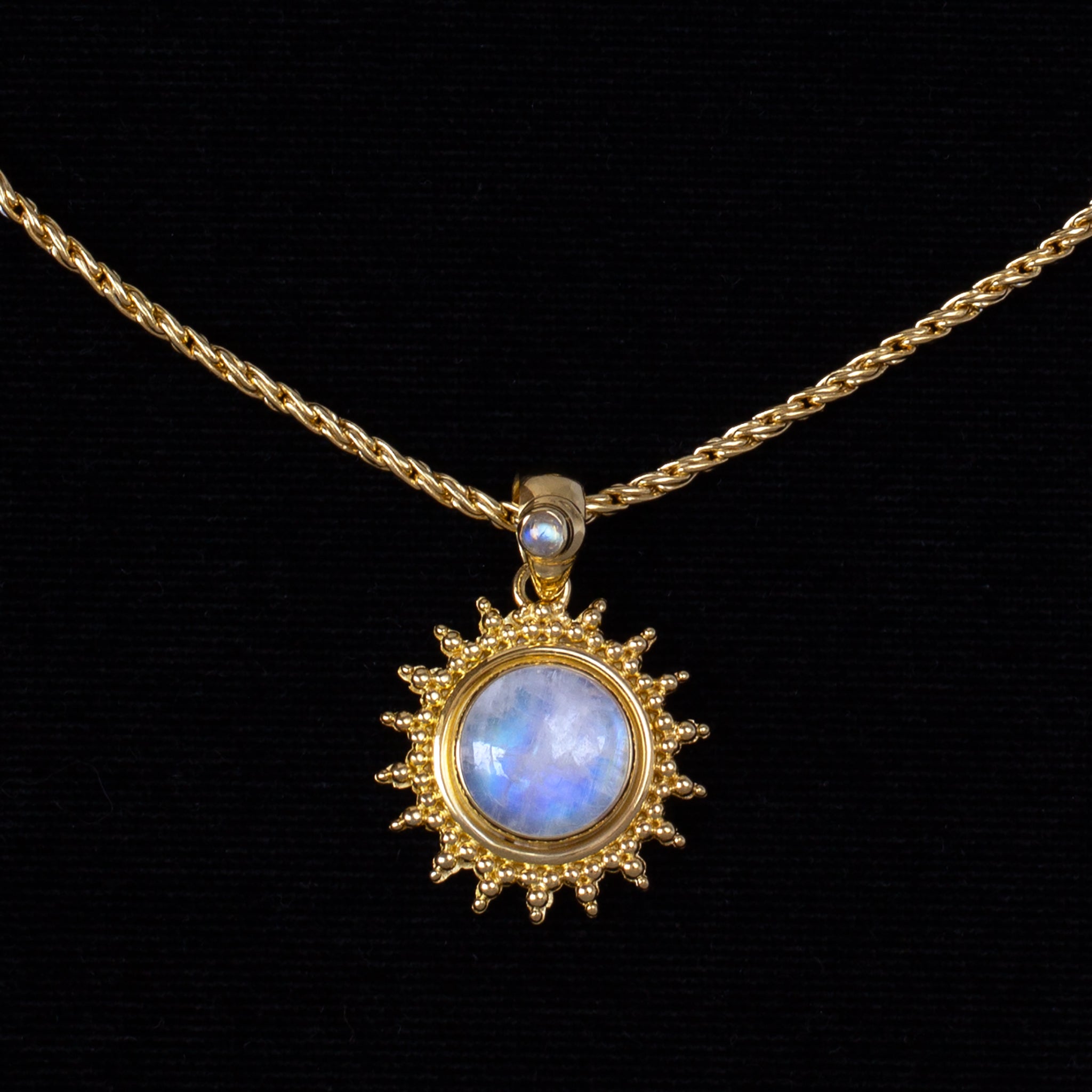 Gold Rainbow Moonstone Sun Necklace