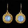 Gold Rainbow Moonstone Dangle Earrings