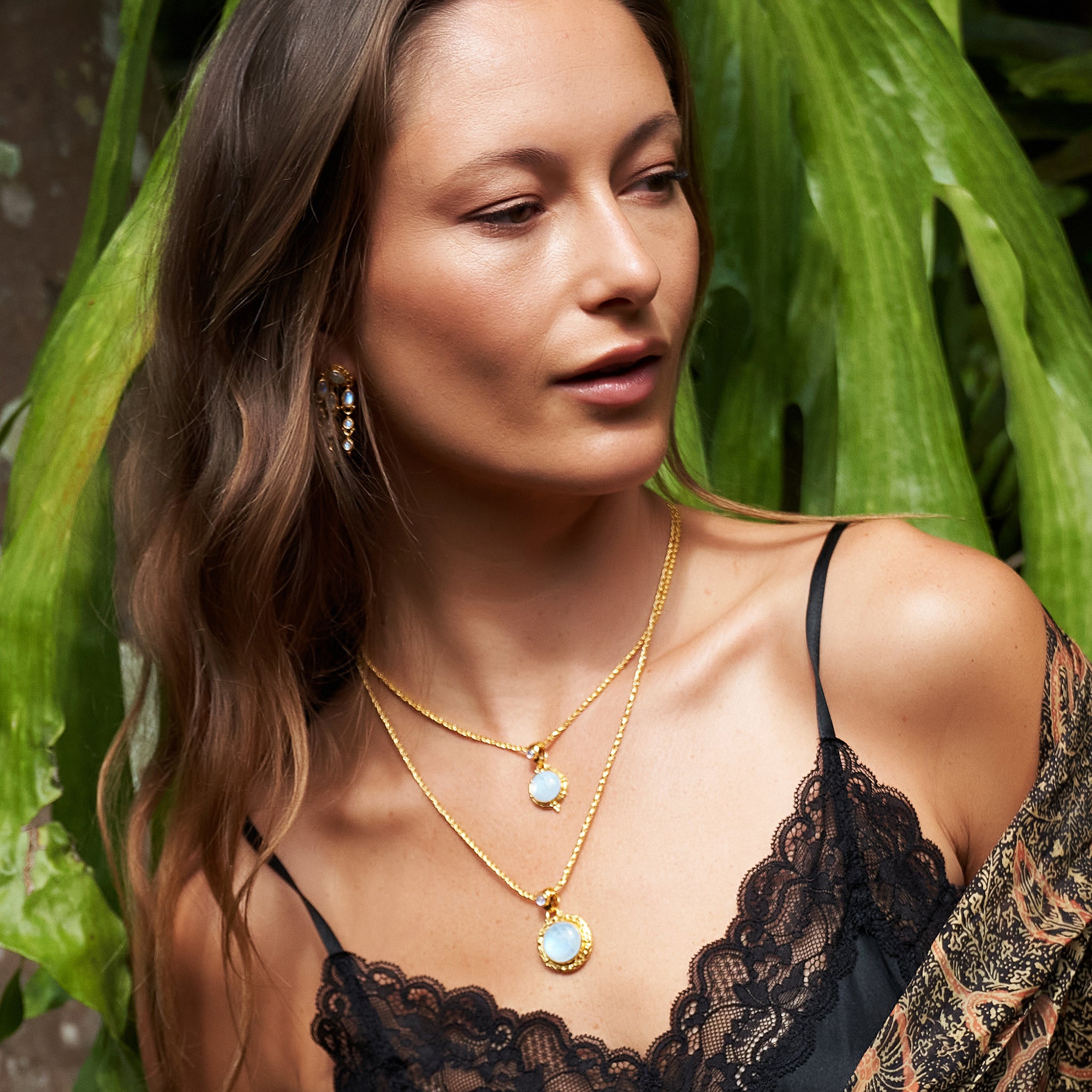 Gold Rainbow Moonstone Jewelry
