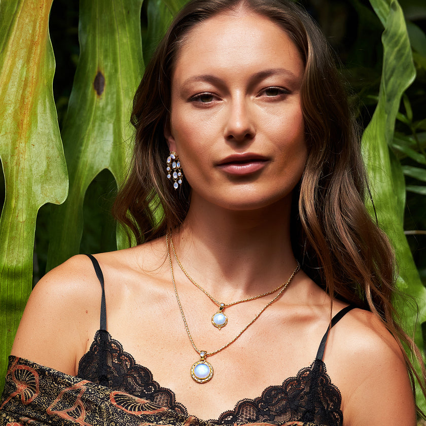 Gold Rainbow Moonstone Jewelry