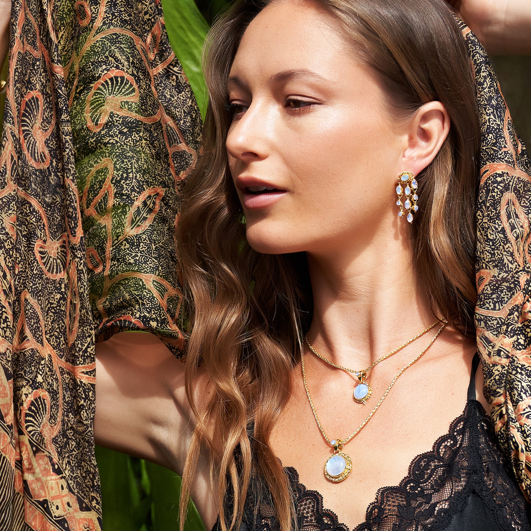 Gold Rainbow Moonstone Jewelry