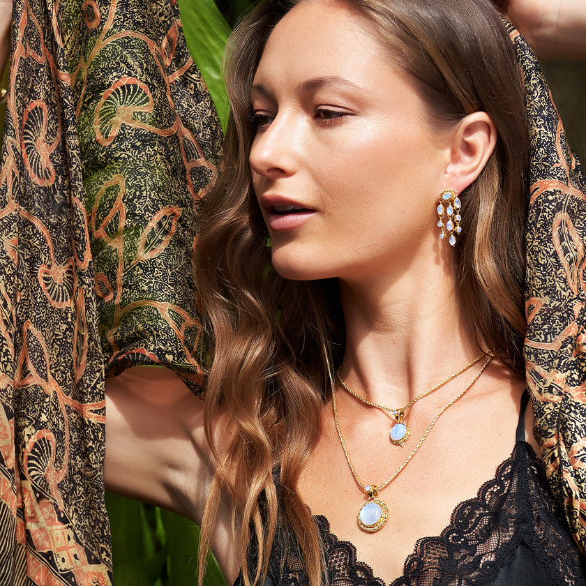 Gold Rainbow Moonstone Jewelry