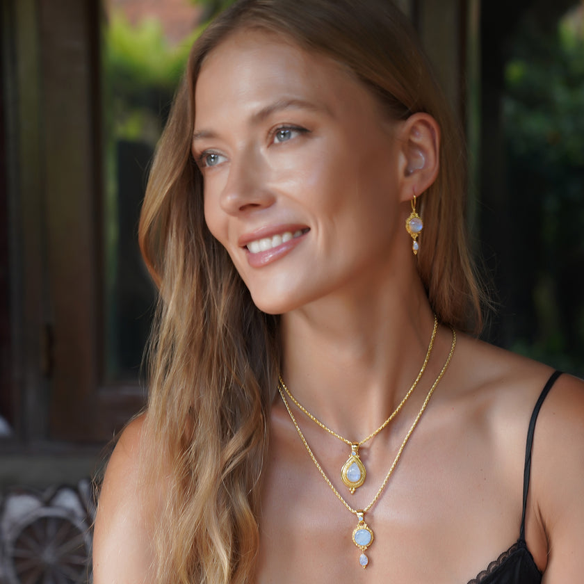 Gold Rainbow Moonstone Jewelry