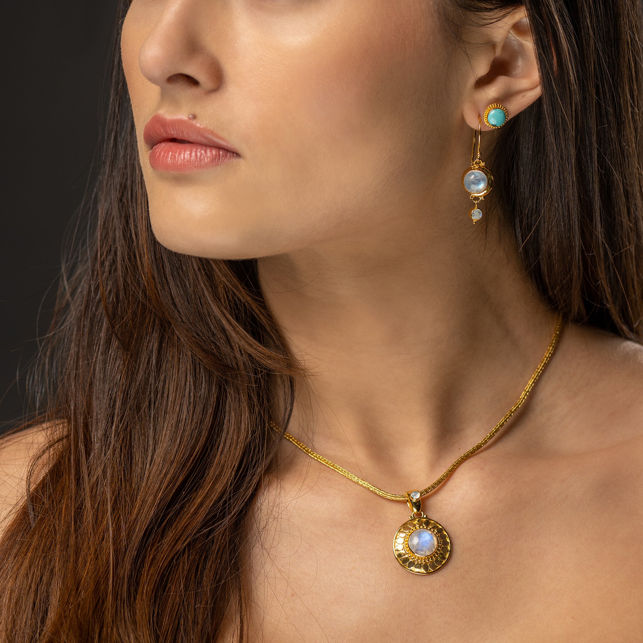 Gold Rainbow Moonstone Jewelry