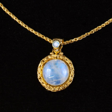 Gold Rainbow Moonstone Necklace