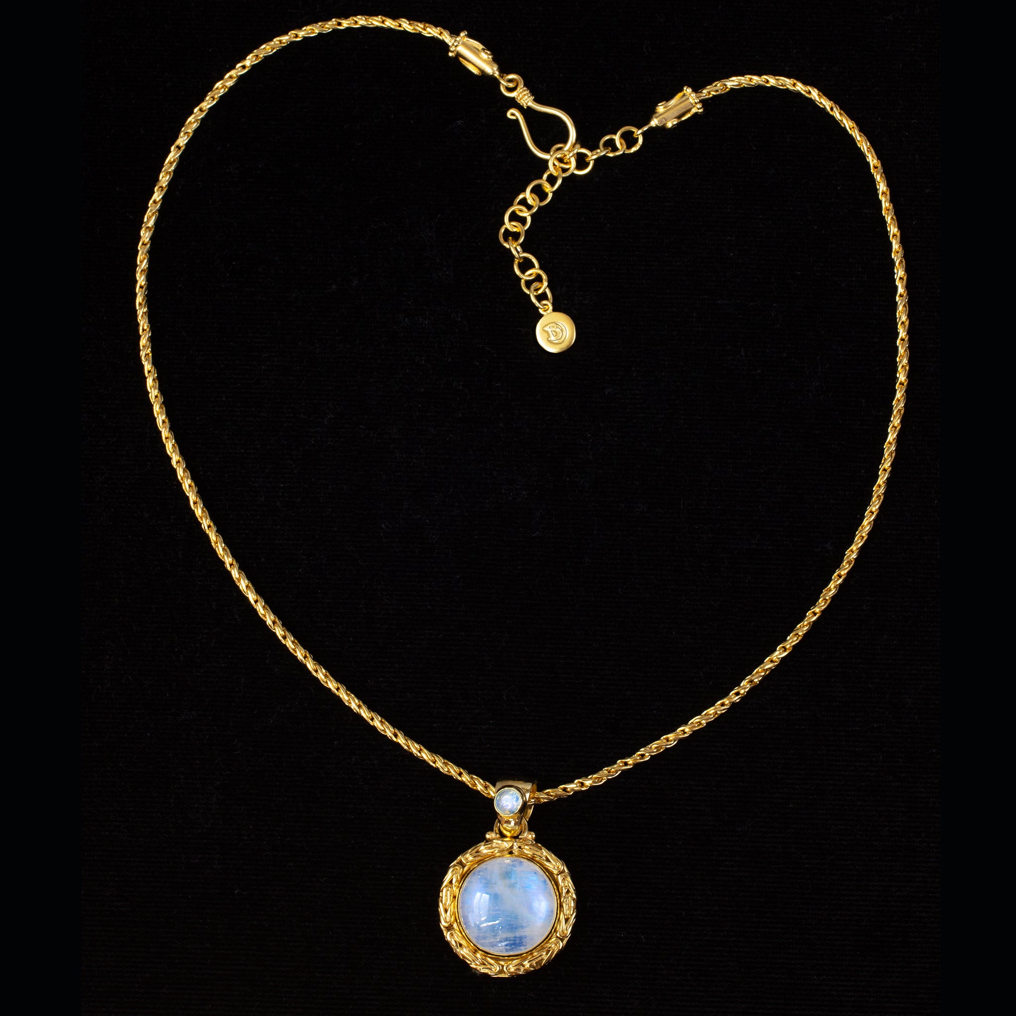 Gold Rainbow Moonstone Necklace