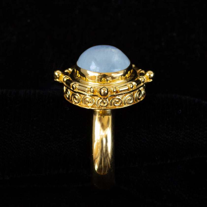 Gold Rainbow Moonstone Ring