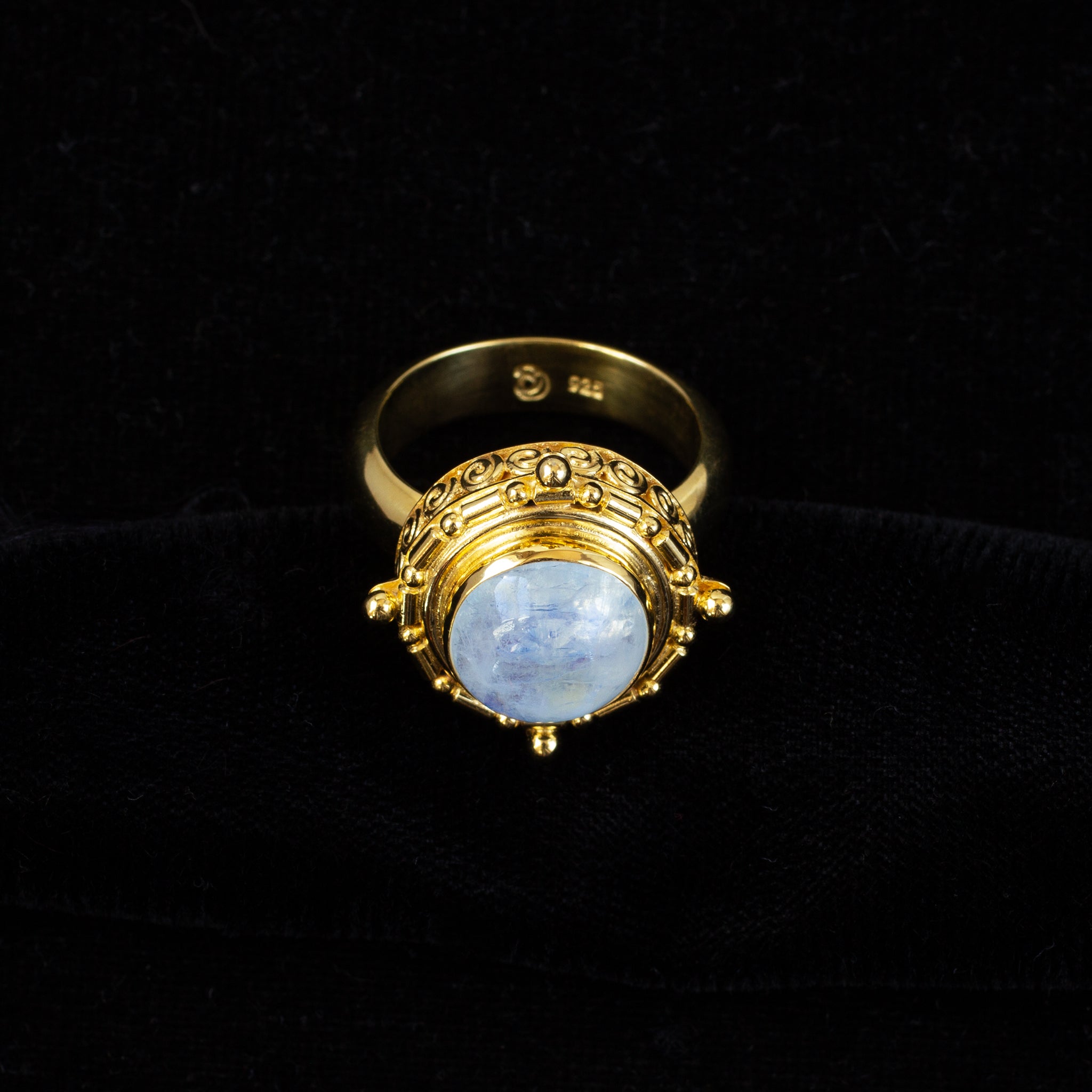 Gold Rainbow Moonstone Ring