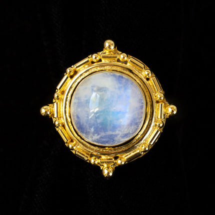 Gold Rainbow Moonstone Ring