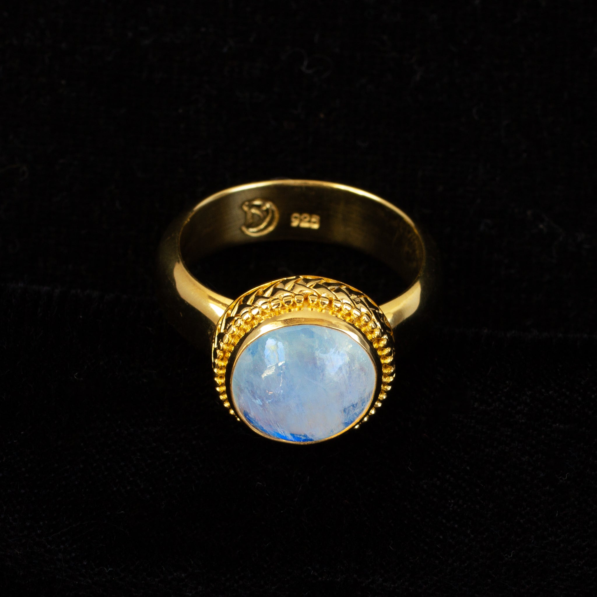 Gold Rainbow Moonstone Ring