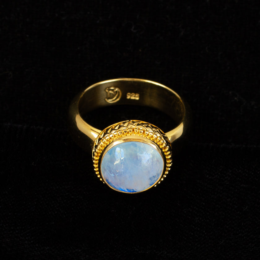 Gold Rainbow Moonstone Ring