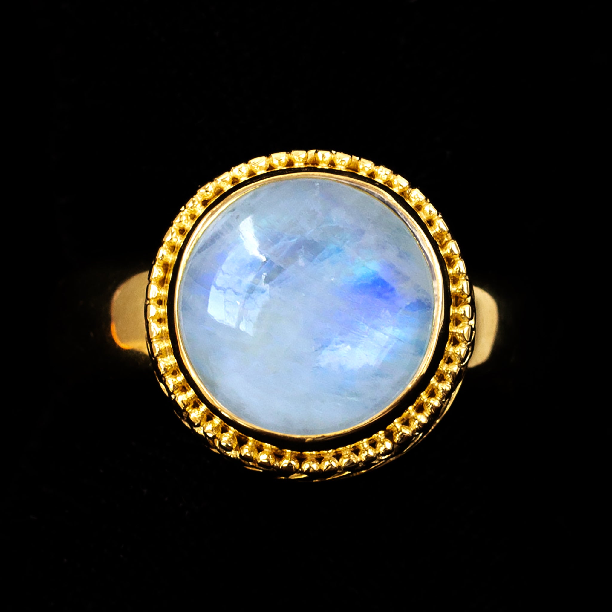 Gold Rainbow Moonstone Ring
