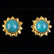 Gold Turquoise Sun Stud Earrings