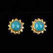 Gold Turquoise Sun Stud Earrings