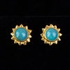 Gold Turquoise Sun Stud Earrings